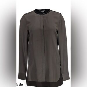 Vince Charcoal and Black Long Sleeve Blouse